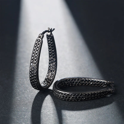 925 Silver, Pure Black Zirconia Earrings, Women's Earrings, Men's Earrings, Set with Synthetic Zirconia, Simple and Plain Hundre