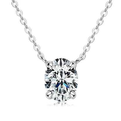 OXTAO D VVS1 2.0 CT Oval Cut Moissanite Necklace Solitaire Pandent with Certified S925 Silver Classic Necklaces Wedding Jewelry