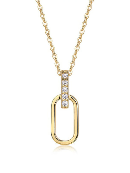JIUZUAN Geometric Pendant Necklace 925 Silver 18K Gold Plated Stylish Jewelry for Women Gift Comes with GRA Certificate