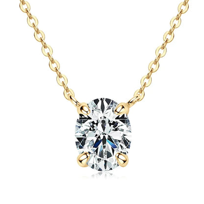 OXTAO D VVS1 2.0 CT Oval Cut Moissanite Necklace Solitaire Pandent with Certified S925 Silver Classic Necklaces Wedding Jewelry