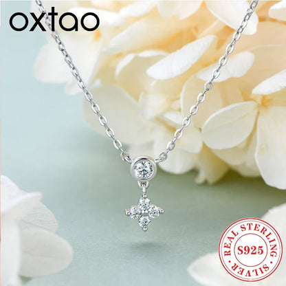 OXTAO Ladies' Fashionable Collarbone Chain Moissanite Diamond Necklace 925 Sterling Silver Fine Jewelry Birthday Gift