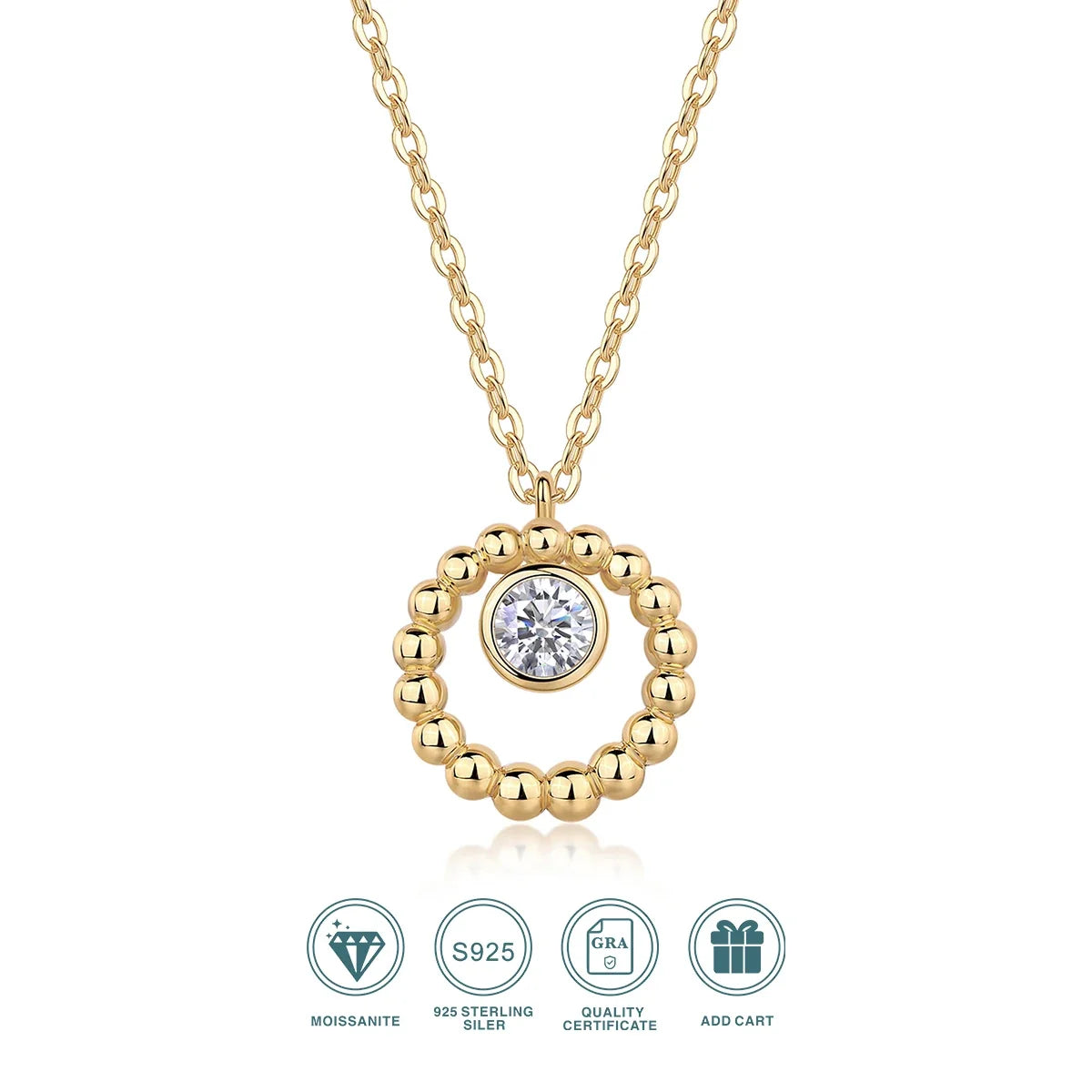 Material 100% 925 Sterling Silver Necklace  Main Stone Weight/Quantity  1 Moissanite Diamond  Gemstone Size  White Moissanite Di