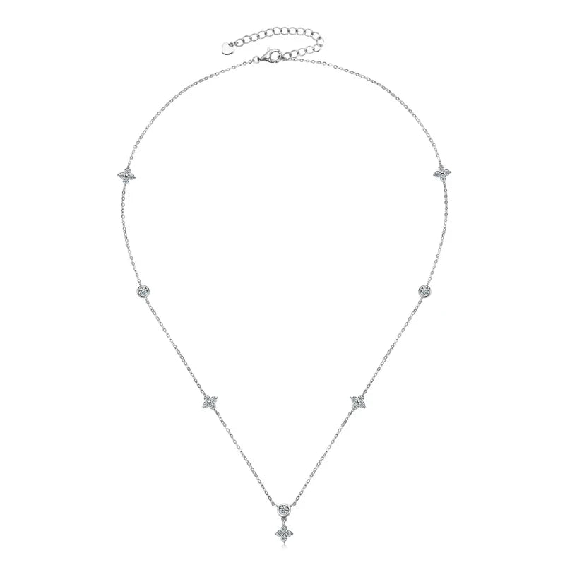 OXTAO Ladies' Fashionable Collarbone Chain Moissanite Diamond Necklace 925 Sterling Silver Fine Jewelry Birthday Gift